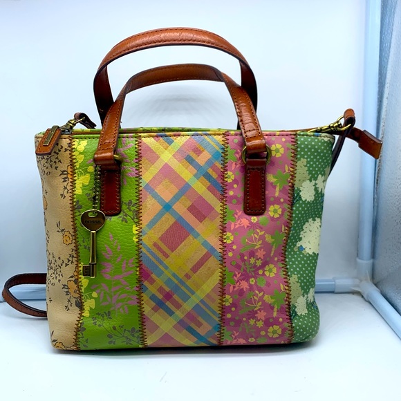 FOSSIL 75082 Key 1954 patchwork leather crossbody - Picture 3 of 16